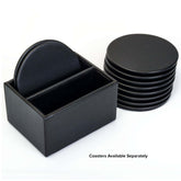 Black Leather 10pc Coaster Holder